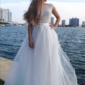 White Beaded Special Occasions Dress